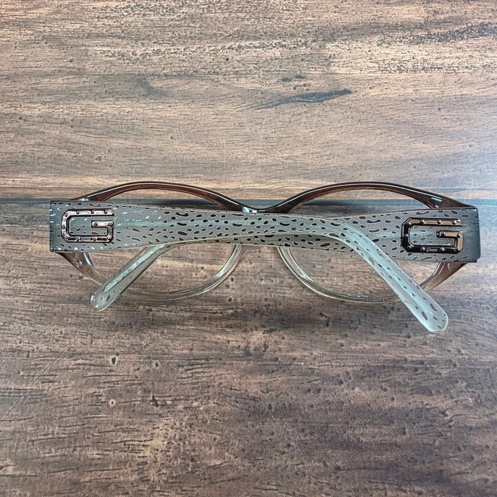 GUESS GU2448 Brown Clear Gradient Cat Eye Eyeglasses Frames 57-16-130 Women